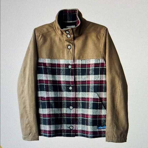 New KAVU Highlands Coat Flannel Jacket Long Sleeve Insulated Button in Log Cabin - Picture 1 of 16
